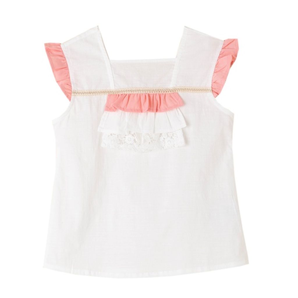 CONJUNTO NIÑA BLANCO Y MELON - Menta Moda Infantil