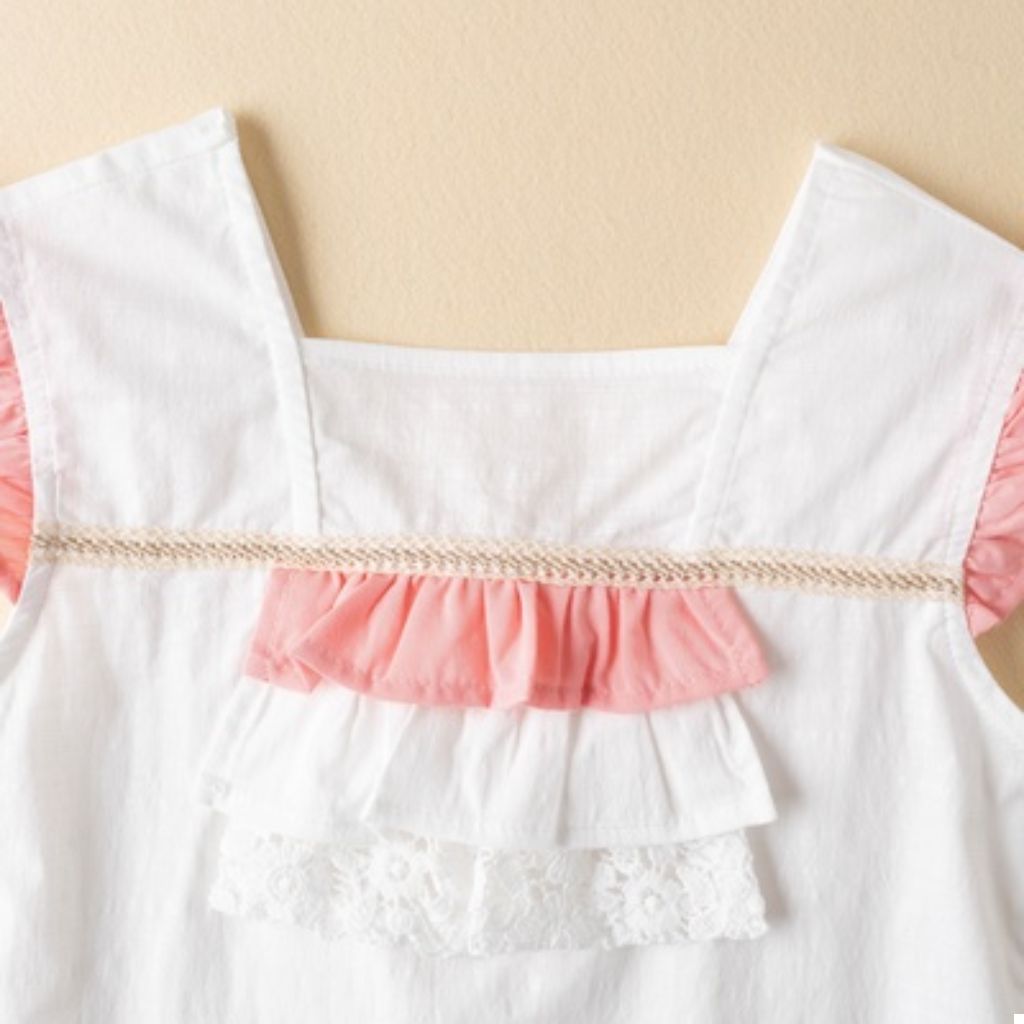 CONJUNTO NIÑA BLANCO Y MELON - Menta Moda Infantil