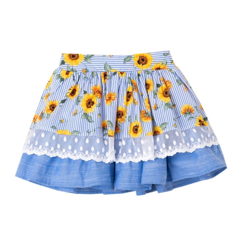 CONJUNTO NIÑA AZUL Y GIRASOLES - Menta Moda Infantil