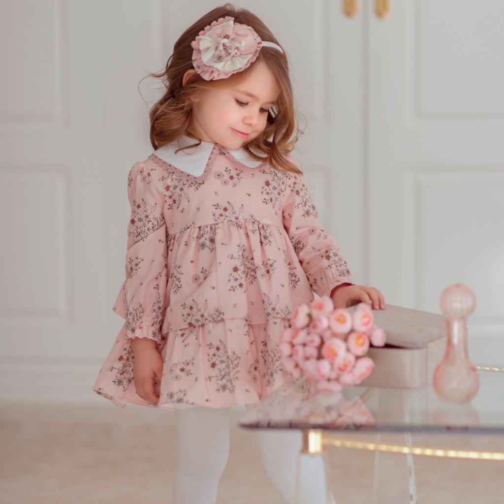 VESTIDO MANGA LARGA NINA ROSA ESTAMPADO FLORAL CORTE SUELTO - Menta Moda Infantil