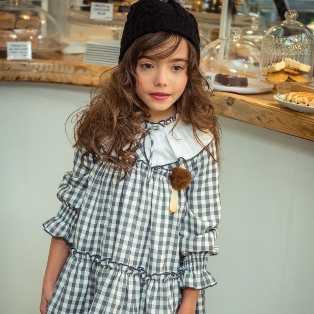 VESTIDO NINA MANGA LARGA CUADROS VICHY FAMILIA VIDA - Menta Moda Infantil