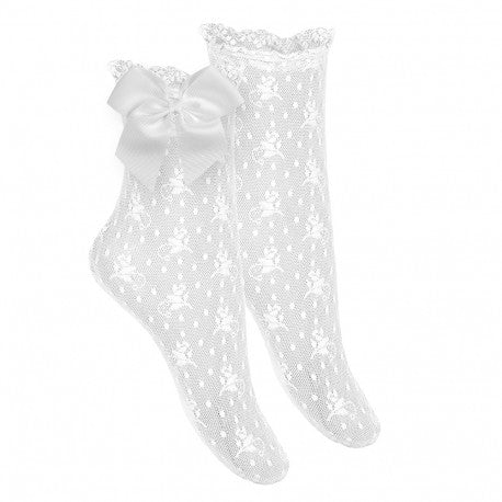 CALCETINES CORTAS BLONDA COMUNION BLANCO - Menta Moda Infantil